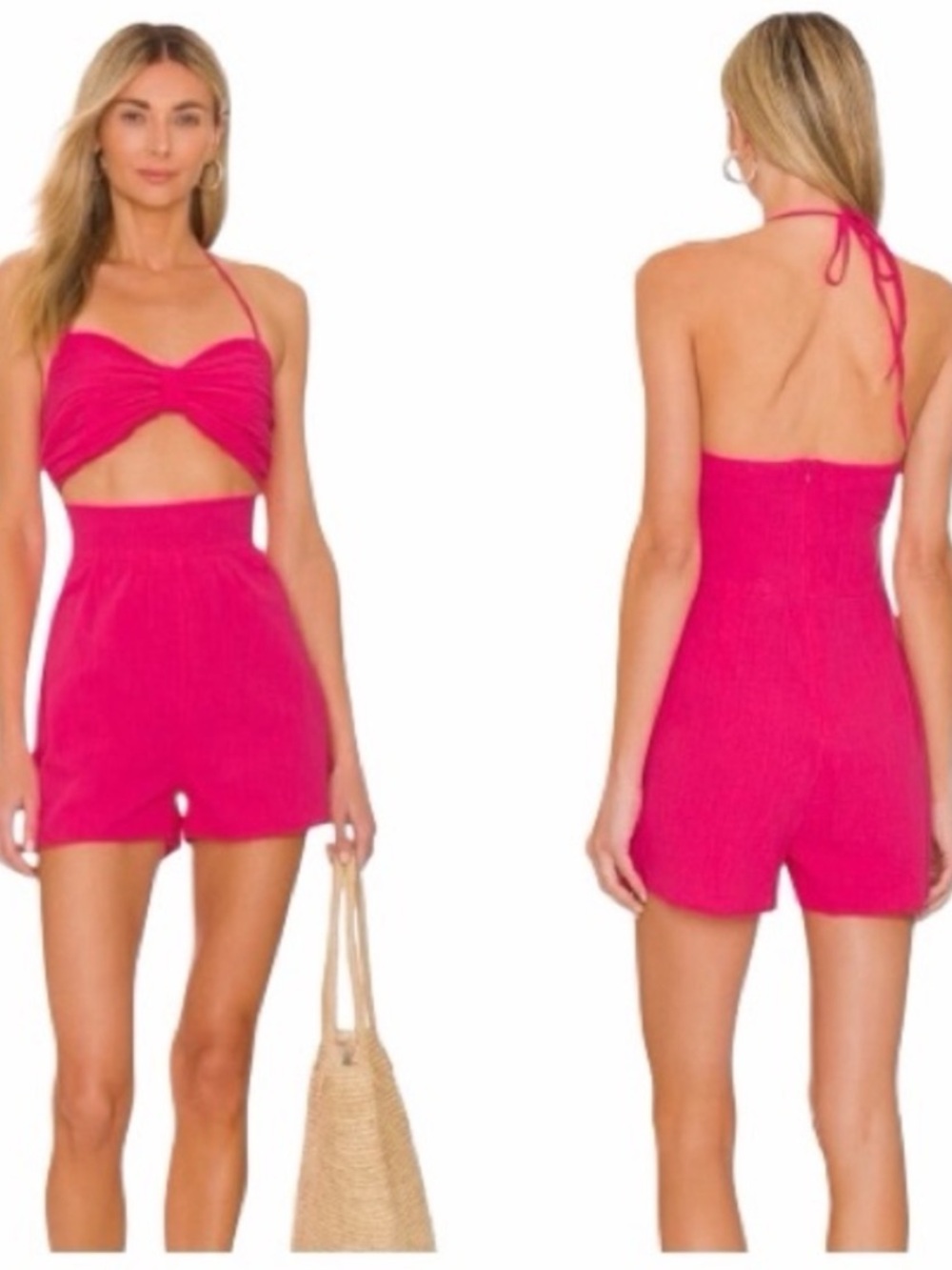Sndys. x Revolve NWT Pink Cotton Boat Romper Cut Out